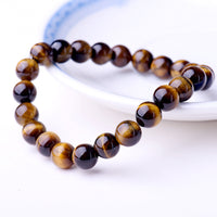 WRCXSTONE Natural 8mm Gorgeous Semi-Precious Gemstones Healing Crystal Stretch Beaded Bracelet Unisex Black, White, Brown