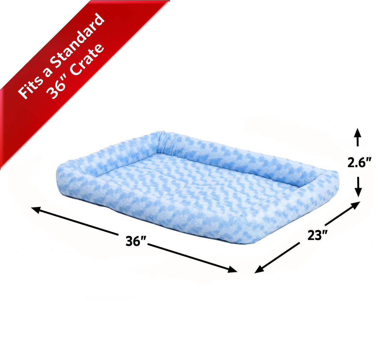 MidWest Homes for Pets Bolster Dog Bed 36L-Inch Blue Dog Bed or Cat Bed w/ Comfortable Bolster | Ideal for Intermediate Dog Breeds & Fits a 36-Inch Dog Crate | Easy Maintenance Machine Wash & Dry