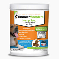 ThunderWunders Hemp Dog Calming Chews | Vet Recommended for Situational Anxiety | Fireworks, Thunderstorms, Travel & More | Made with Hemp Seed, Thiamine, L-Tryptophan, Melatonin & Ginger (180 Count) 180 Count