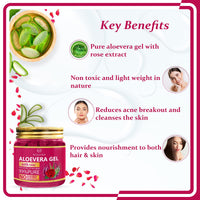 Newish 99% Pure Aloe Vera Gel with Rose for Face & Skin Care - 200 GM