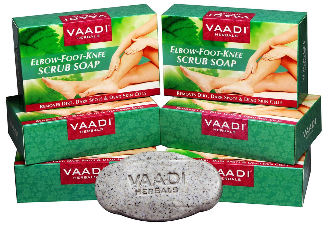 Vaadi Herbals Elbow Foot Knee Scrub With Almond And Walnut Scrub Soap, 75g (Pack Of 6)