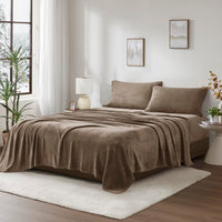 Sleep Philosophy True North Fleece Sheet Set Full, Solid Color, Warm & Plush Sheets Soft Fleece Bedding Full Size Sheets, Fitted Pocket Fits Up to 16