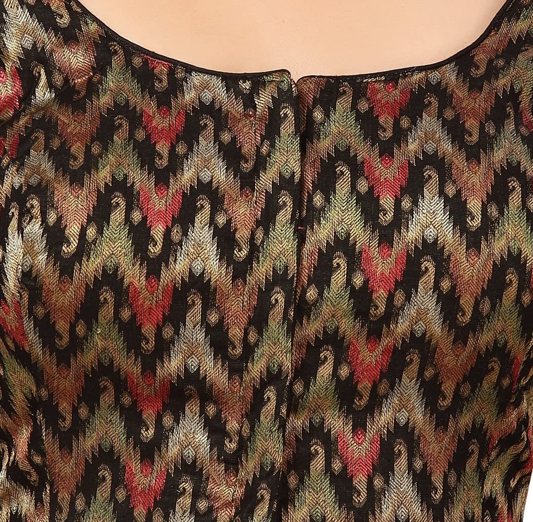 X3 Women's  Viscose Elbow Length Sleeves Soft Brocade Padded Saree Blouse