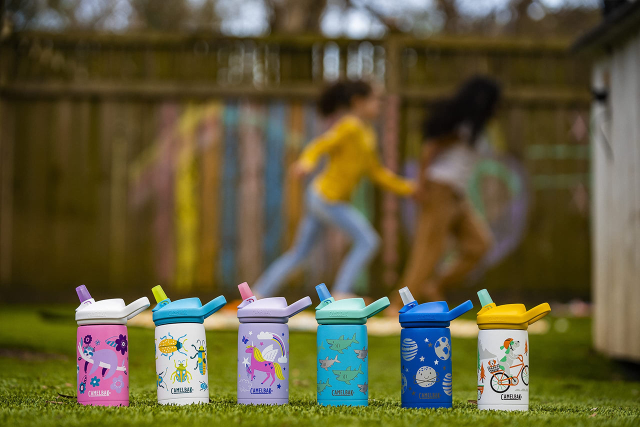 CamelBak Eddy+ Kids Water Bottle with Straw, Insulated Stainless Steel - Leak-Proof When Closed School of Sharks