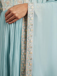 Libas Art Blue Yoke Design Georgette Anarkali Suit with Dupatta