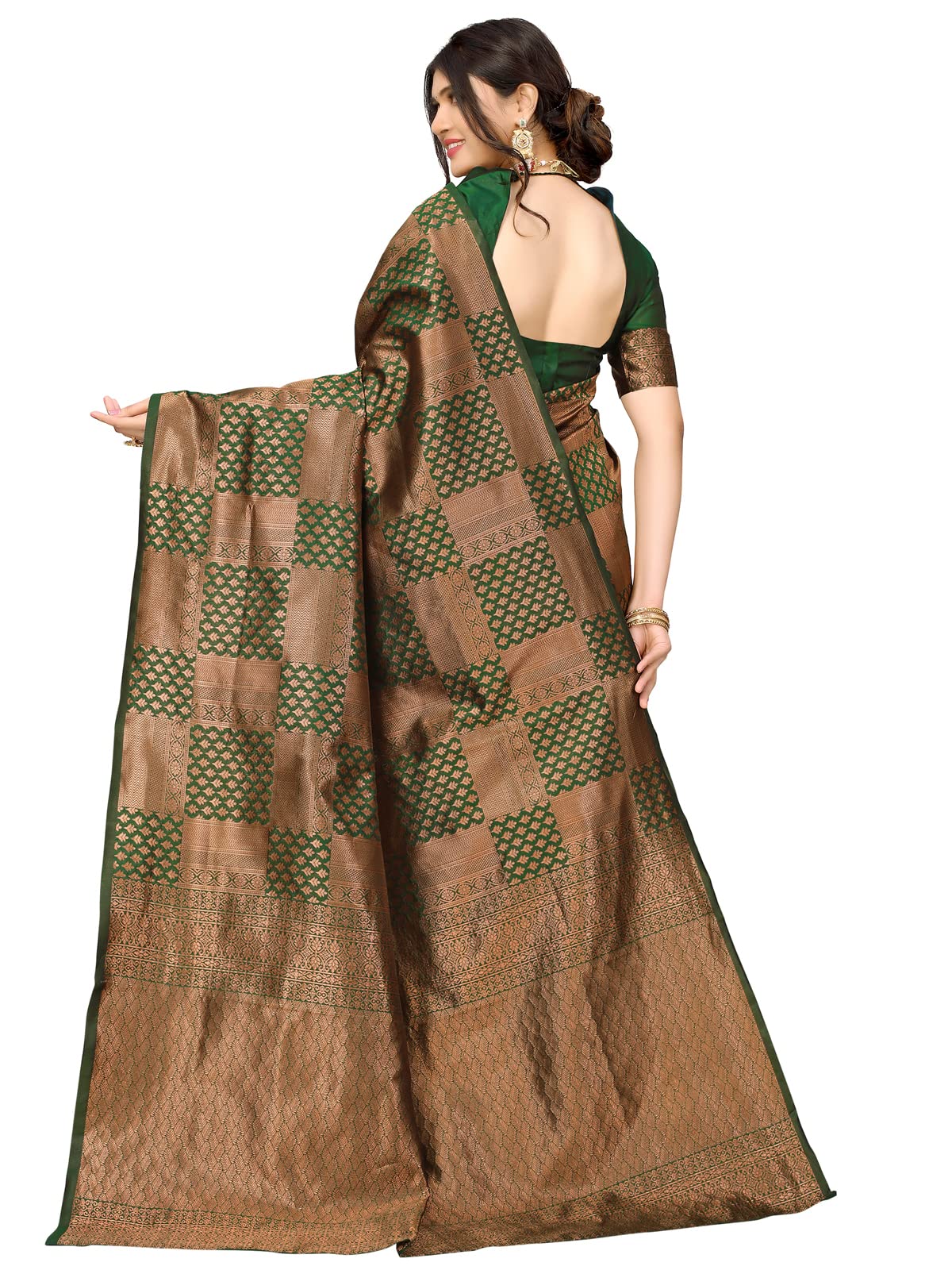 Satrani Women's Jacquard Poly Silk Saree With Unstitched Blouse Piece