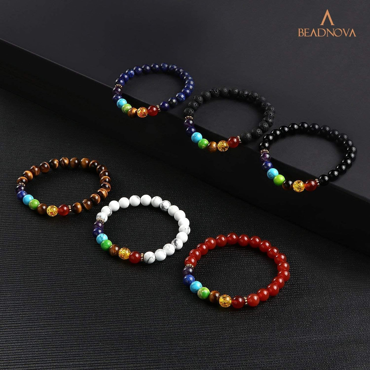 BEADNOVA Natural White Howlite Beads Natural Crystal Beads Stone Gemstone Round Loose Energy Healing Beads with Free Crystal Stretch Cord for Jewelry Making (8mm, 45-48pcs) 8mm 09) White Howlite Round Beads