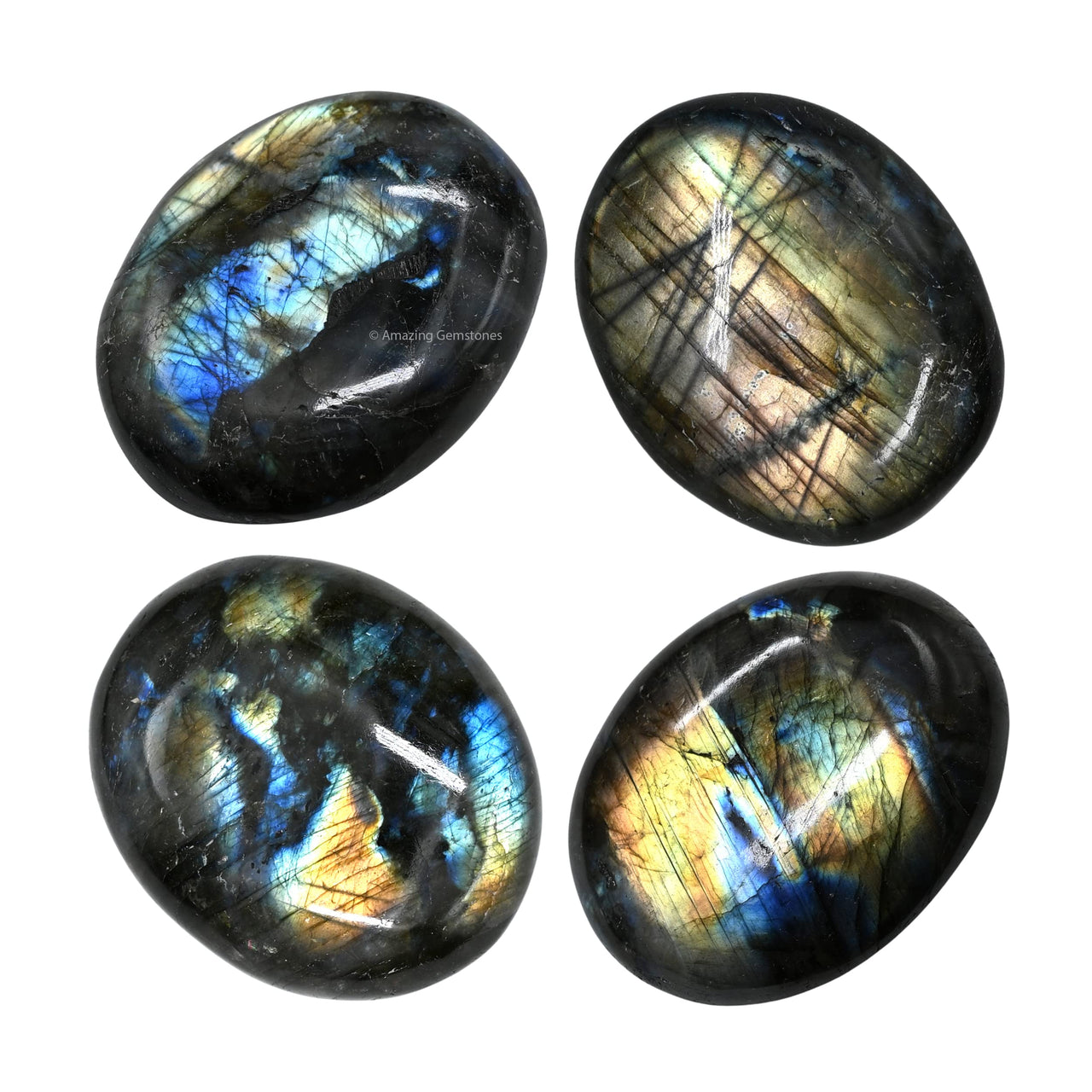 Labradorite Palm Stone - Pocket Massage Worry Stone for Natural Body Chakra Balancing, Reiki Healing and Crystal Grid Labradorite