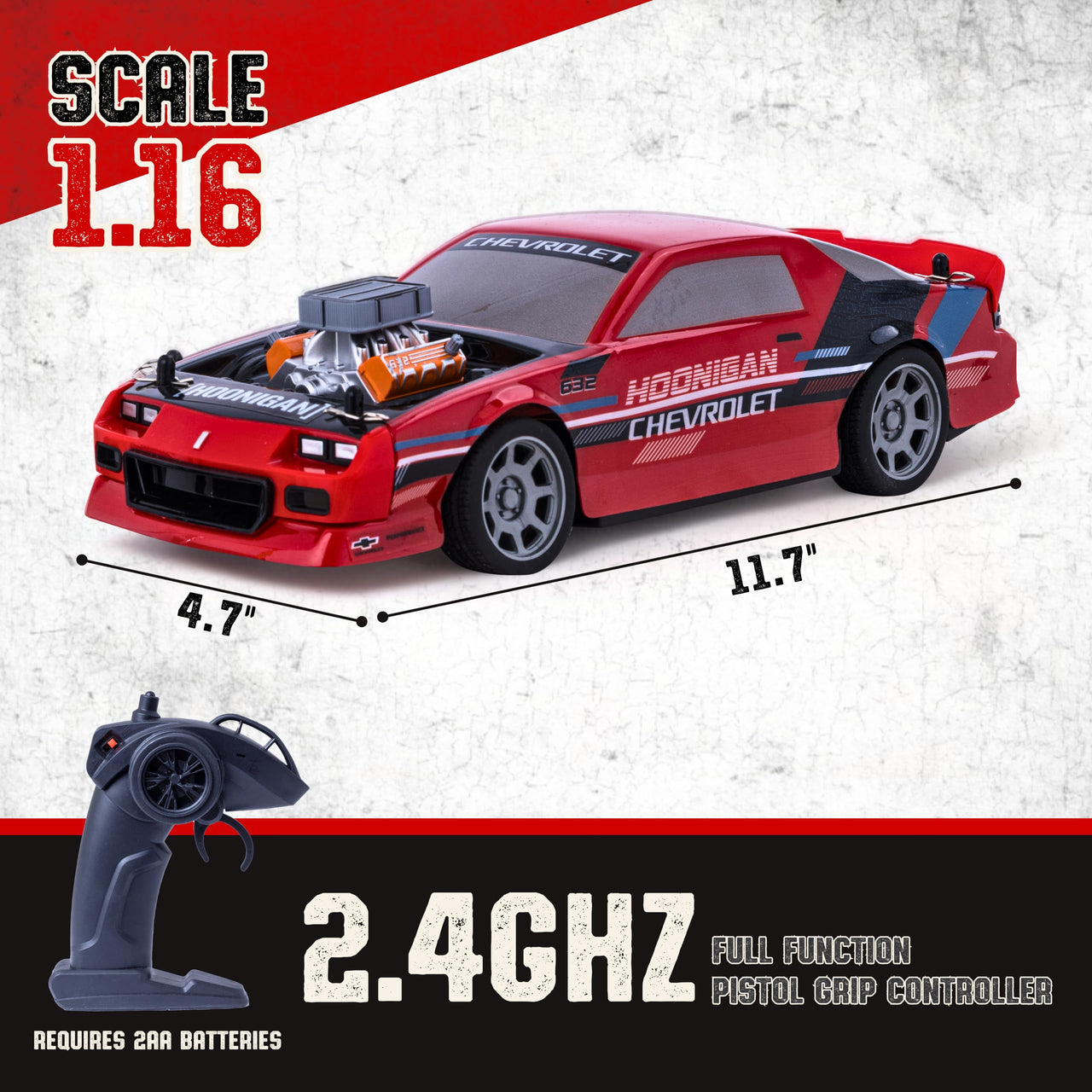 Flybar Hoonigan Camaro Remote Control Car for Kids – RC Cars, Race Car, 3.7V, 2.4 GHz, Detailed Replica Design, USB Rechargeable Battery Included, 1:16 Scale, 150 ft Range, 6 Mph