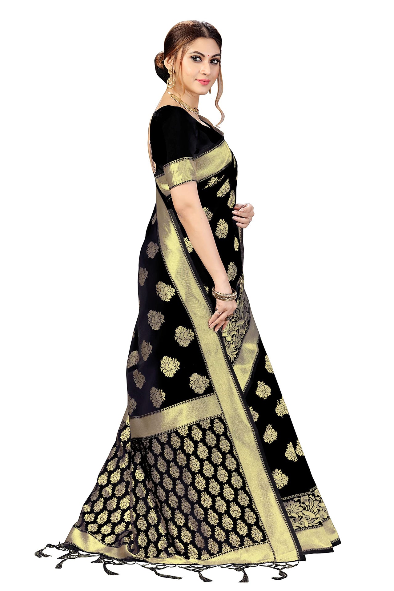 PANASH TRENDS Women's  Kanchipuram Banarasi Art Silk Saree with Blouse Piece