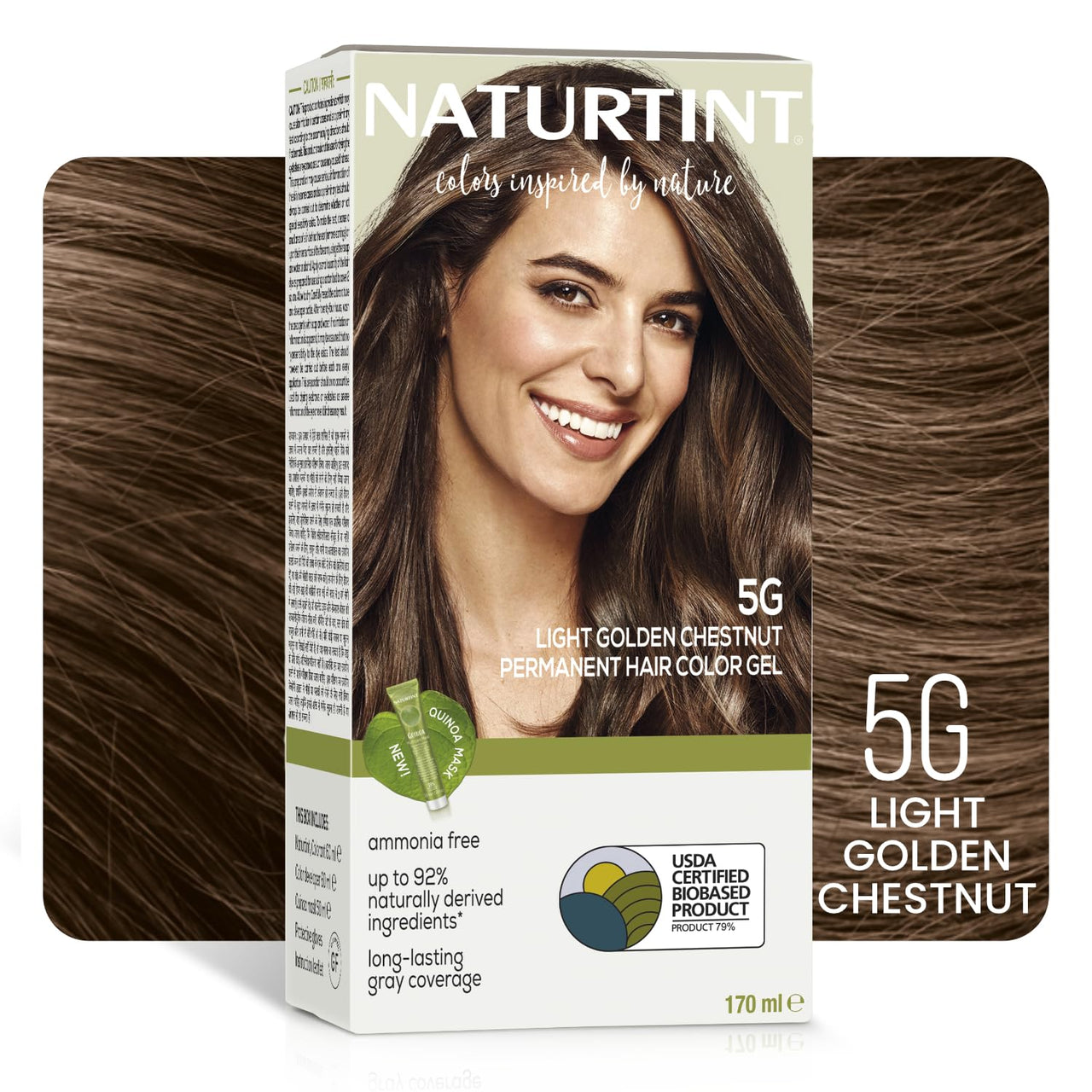 Naturtint Permanent Hair Colour Gel Light Golden Chestnut 5G | For Optimal Scalp Care | Long Lasting Hair Colour | Ammonia Free Vegan | No Parabens | Enriched with Olives & Organic Shea Butter