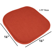 Sweet Home Collection Chair Cushion Memory Foam Pads Honeycomb Pattern Slip Non Skid Rubber Back Rounded Square 16