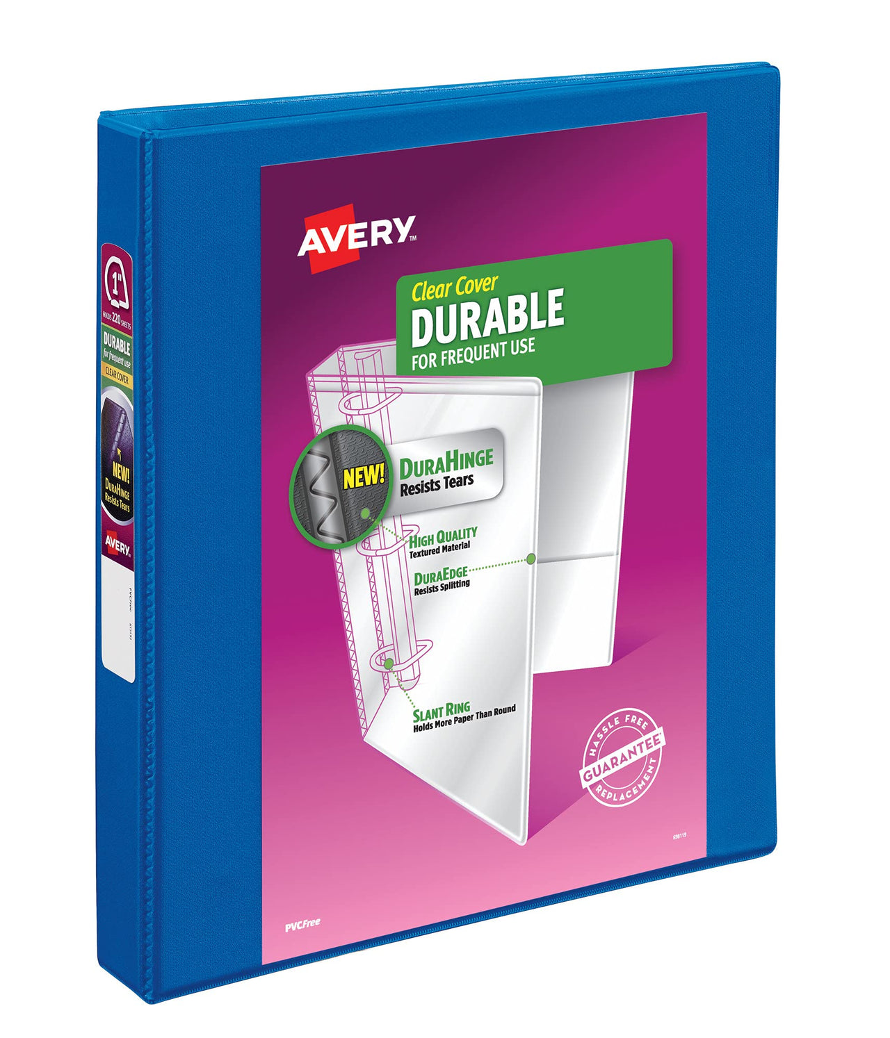 Avery Durable View 3 Ring Binder, 1 Inch Slant Rings, 1 Dark Blue Binder (17014) 1" 1 pack
