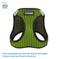 Voyager Step-in Air All Weather Mesh Harness and Reflective Dog 5 ft Leash Combo with Neoprene Handle, for Small, Medium and Large Breed Puppies by Best Pet Supplies - Lime Green (2-Tone), XS Harness Leash Bundle (Lime Green 2-Tone)
