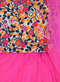 A.T.U.N Girls Lehenga Choli Multi-Turquoise