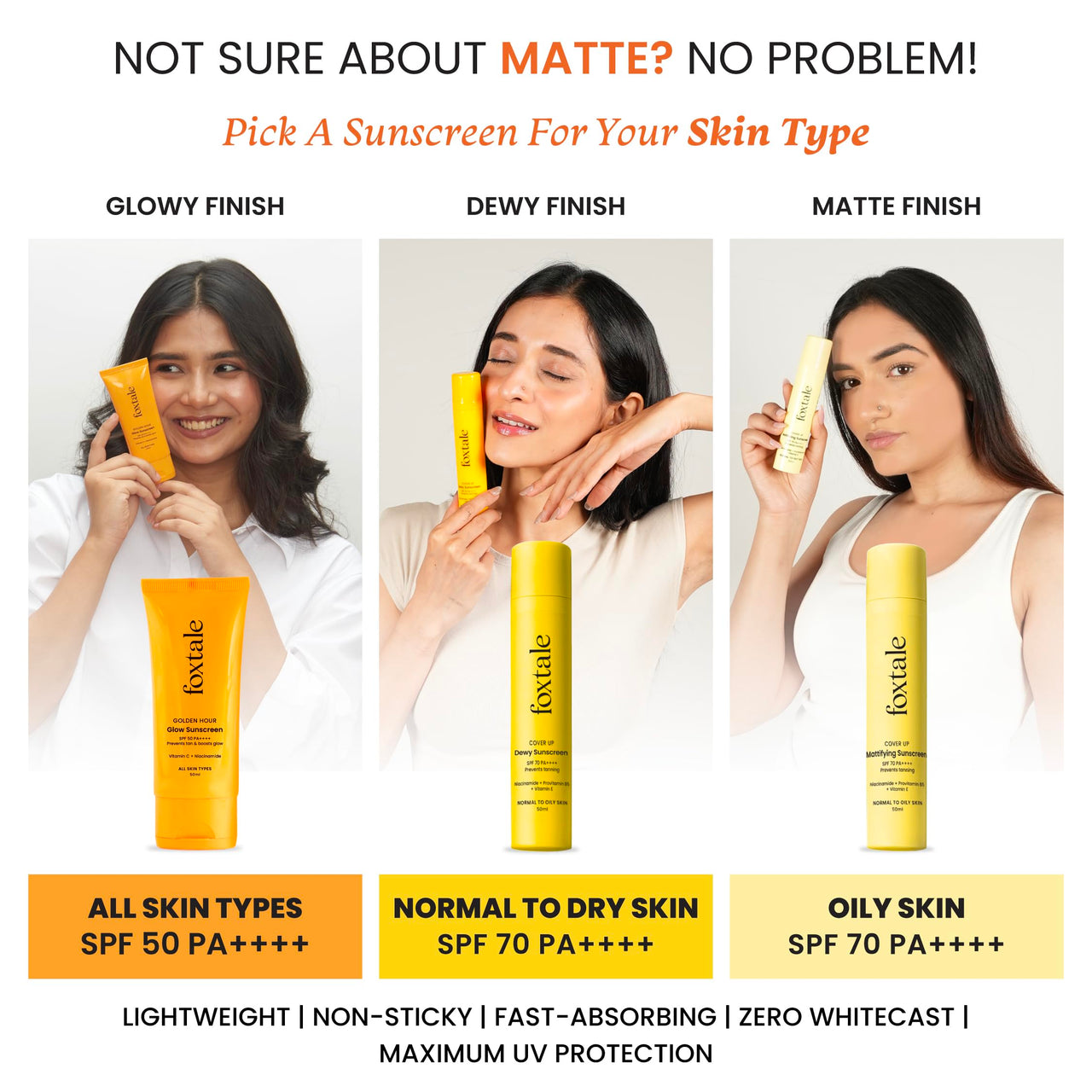 Foxtale SPF 70 Gel-Cream Sunscreen for Oily Skin | Oil Control Sunscreen with PA++++ & Niacinamide | UVA UVB Protection | Prevents Tan | Lightweight, Pore-minimising, No White Cast | 50ml