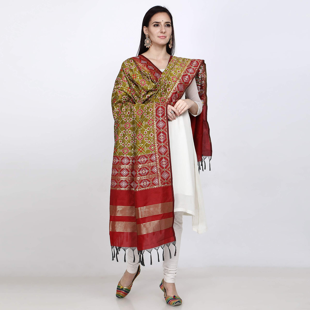 KAPAAHA Women's  Woven Design Silk Blend Dupatta Free Size