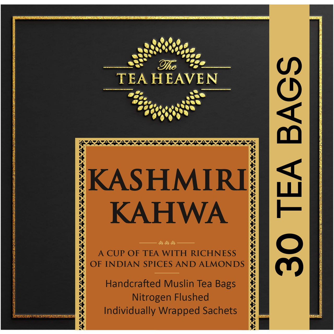 The Tea Heaven Green Tea Tea Gift - Kashmiri Kahwa-With, Saffron And Spices- 30 Tea Bags, 2.5 Gm