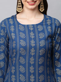 GoSriKi Women's  Cotton Blend Printed Straight Kurta