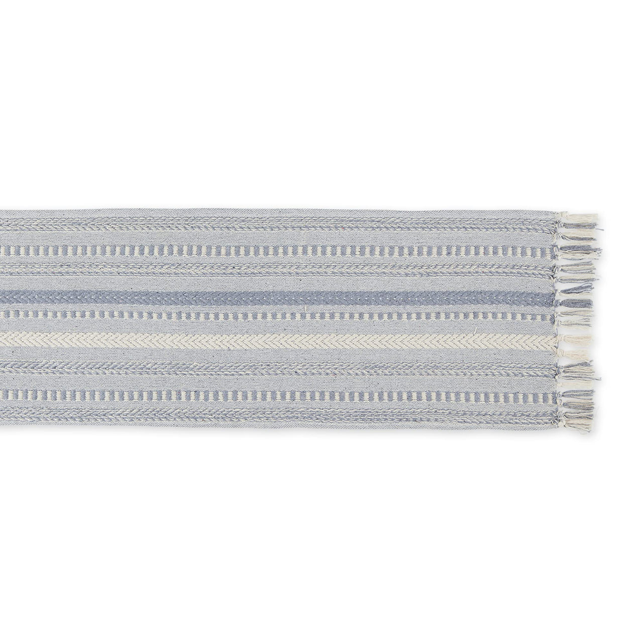 DII Farmhouse Braided Stripe Table Runner Collection, 15x72 (15x77, Fringe Included), Cool Gray 15x72" (15x77", Fringe Included) Striped