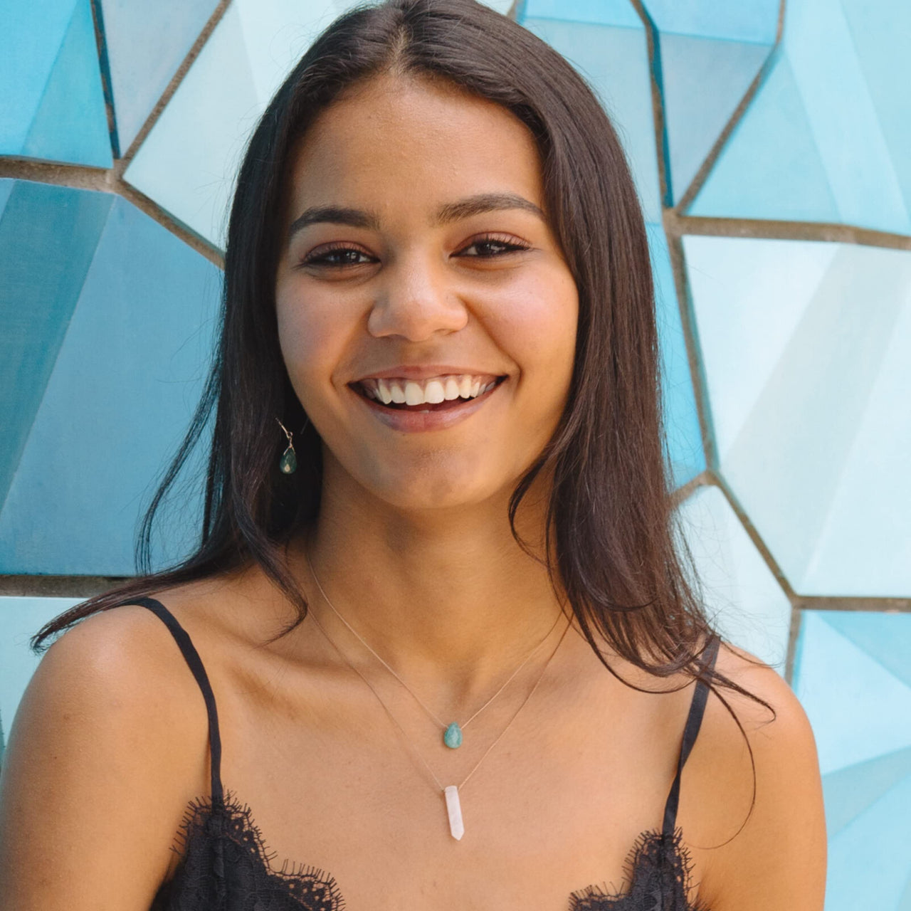 SoulKu Handcrafted Necklace, Empowerment Jewelry With Healing Crystal, Inspirational Jewelry For Women, Mom & Sister Gifts, 2" Extender With Lobster Clasp, 16" Nylon Cord (Courage, Amazonite)