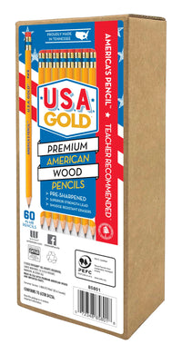 Cra-Z-art U.S.A. Gold Pre-sharpened American Wood Cased #2 HB Yellow Pencils, 60 Pack 1 Count (Pack of 60)