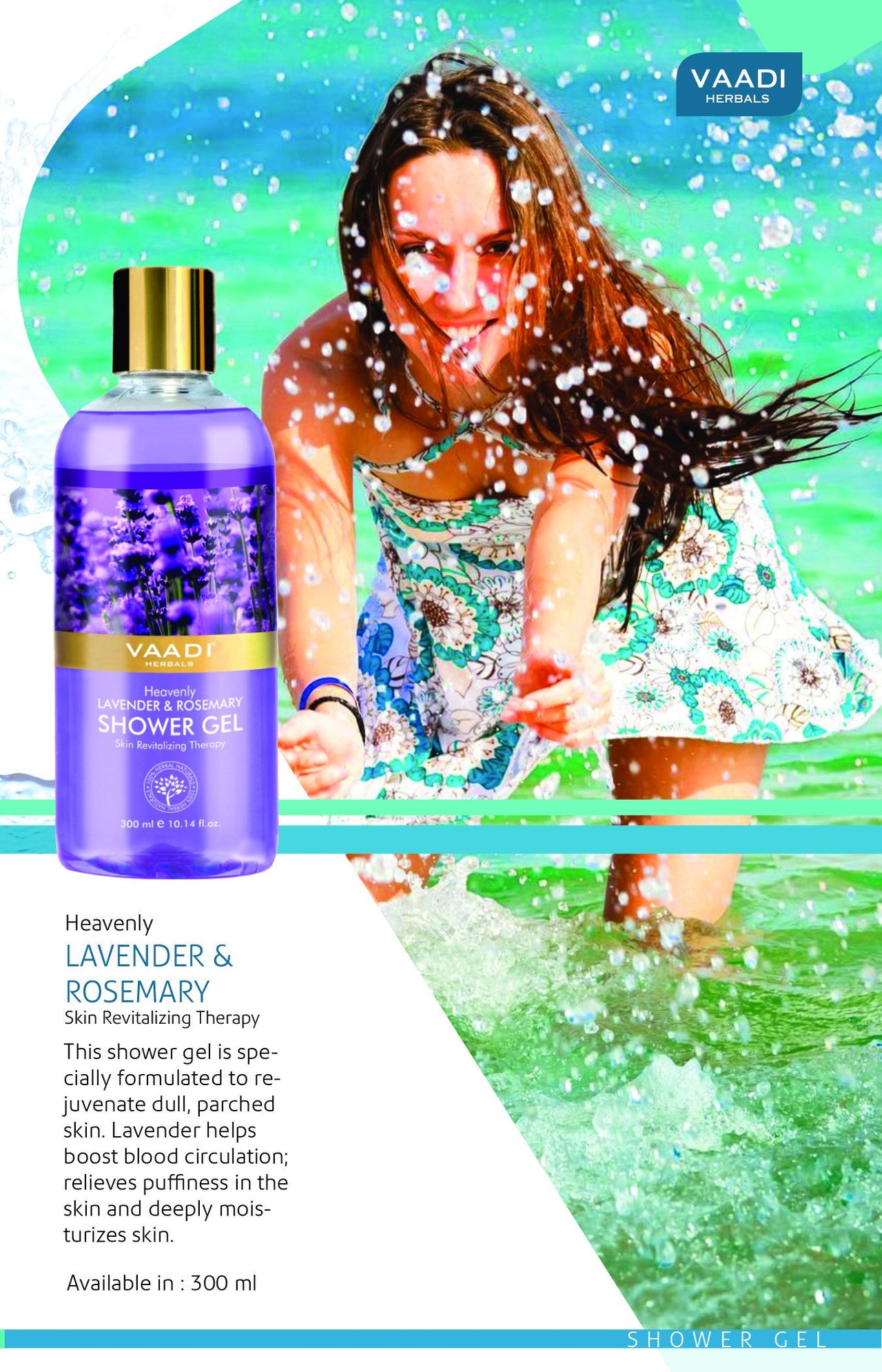 Vaadi Herbals Shower Gel, Heavenly Lavender and Rosemary, 300ml