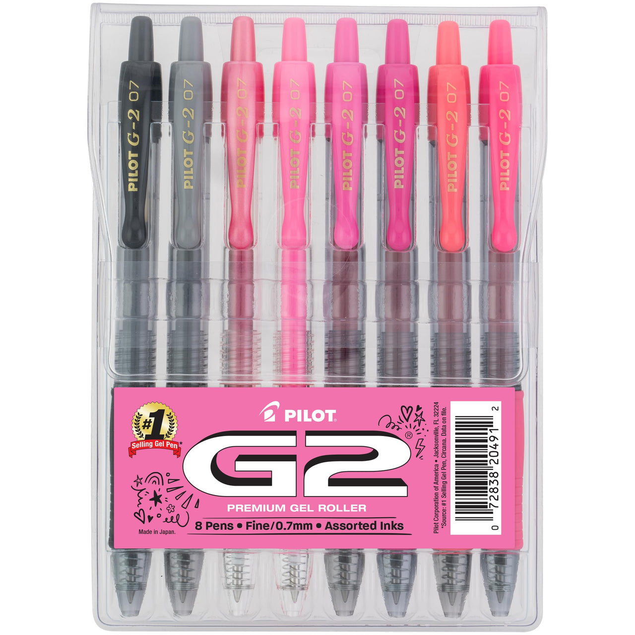 Pilot, G2 Premium Gel Roller Pens, New Mean Girls Movie-Inspired 8 Pack Pouch, Fine Point 0.7 mm, Assorted