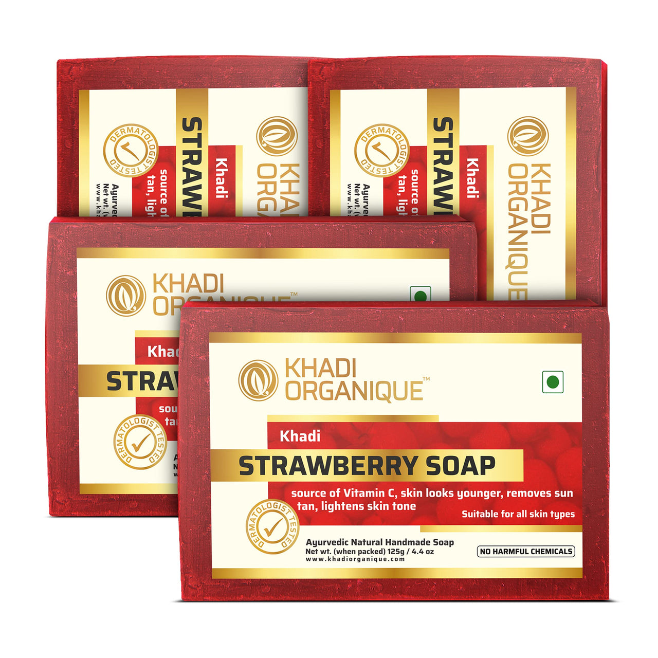 Khadi Organique Natural Herbal Strawberry Soap Pack of 4