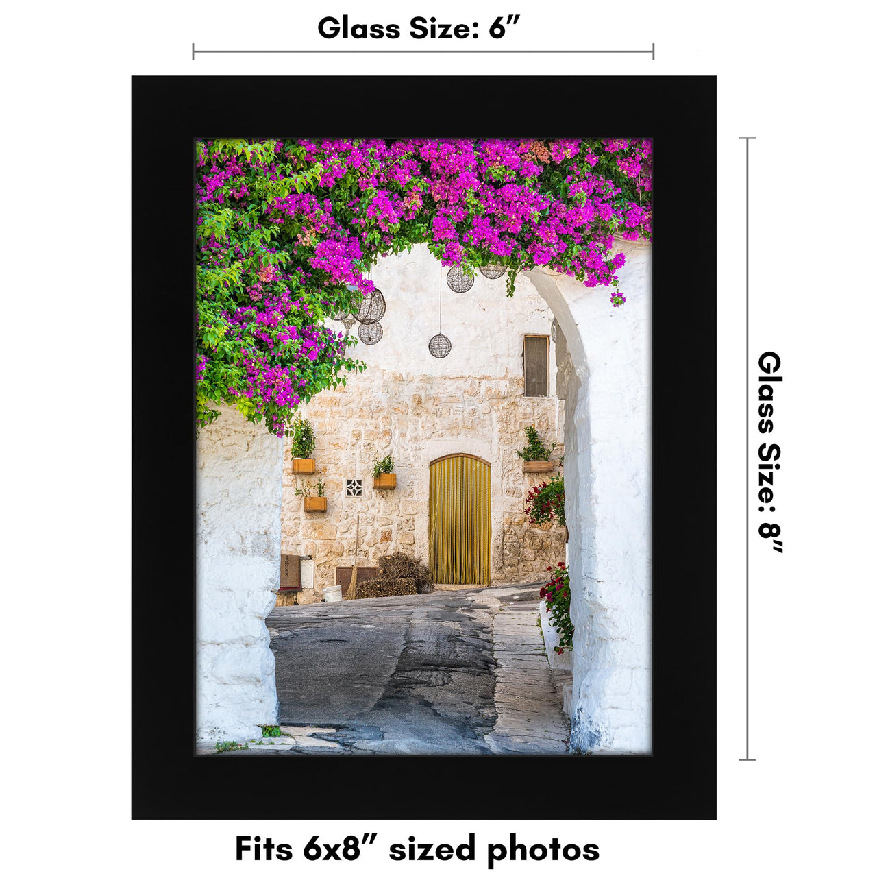 Americanflat 6x8 Picture Frame in Black - Engineered Wood Photo Frame with Shatter-Resistant Glass, Hanging Hardware, and Easel for Wall and Tabletop Display