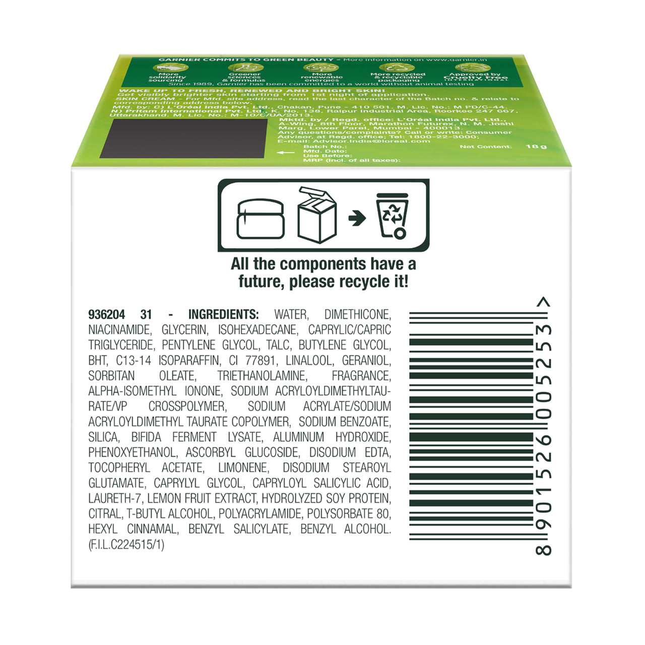 Garnier Skin Naturals, Night Cream, Anti-Dark Spots & Brightening, Bright Complete Vitamin C Yoghurt, 18 g