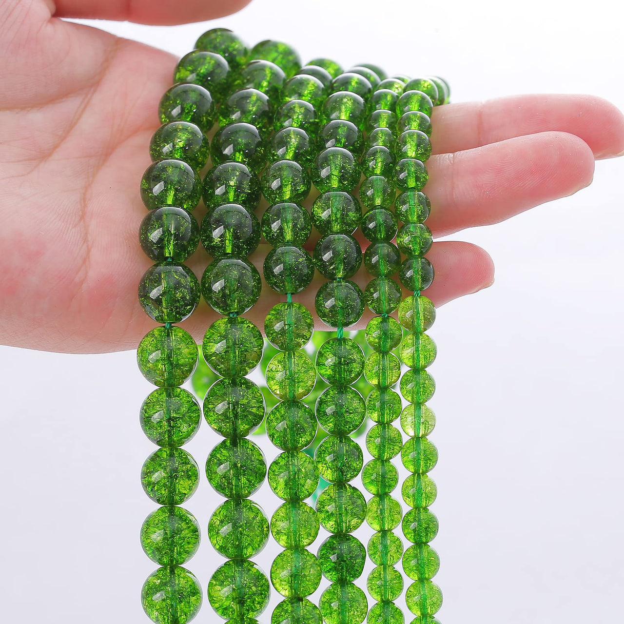 8mm 45pcs Natural Green Peridot Crystal Quartz Beads for Jewelry Making Round Loose Beads DIY Bracelet Necklace Accessories Energy Healing Power Stone Beads 8mm