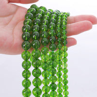 8mm 45pcs Natural Green Peridot Crystal Quartz Beads for Jewelry Making Round Loose Beads DIY Bracelet Necklace Accessories Energy Healing Power Stone Beads 8mm