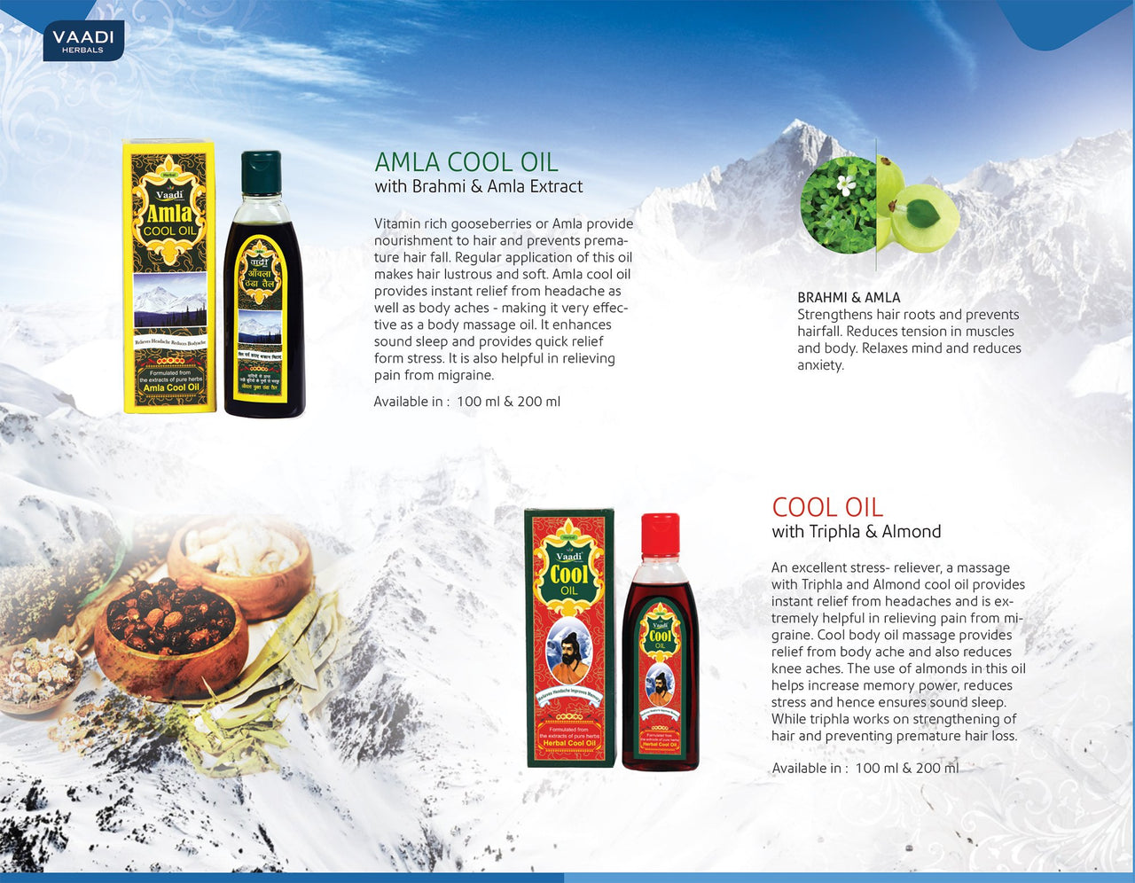 Vaadi Herbals Value Pack of Amla Cool Oil with Brahmi and Amla Extract, 200ml x 2