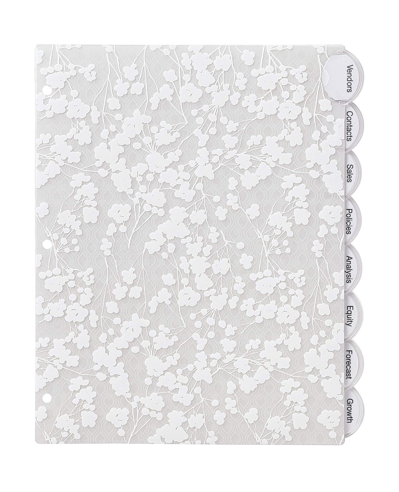 Avery Insertable Style Edge Plastic Dividers for 3 Ring Binders, 8-Tab Set, Assorted White Frosted Designs, 1 Set (11291)