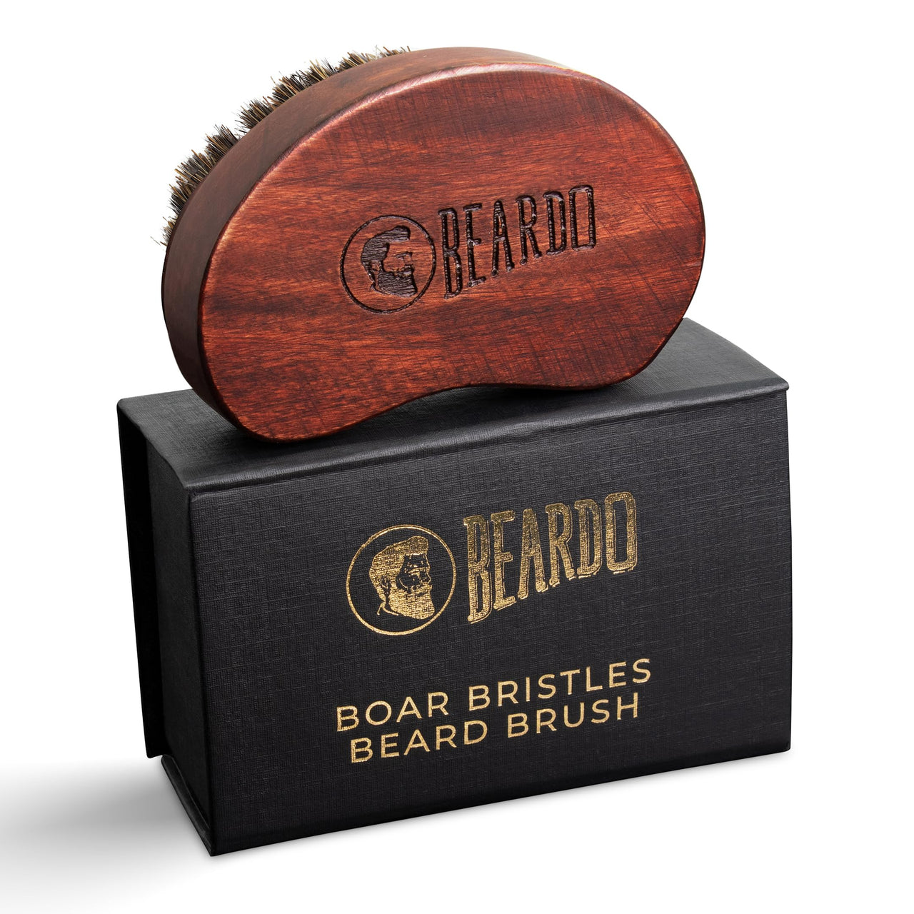 Beardo Boar Bristle Beard Brush|Fine 100% Boar Bristles for Effortless Beard Styling|Detangle and Tame frizzy unruly beard|Compact Travel friendly Ergonomic design|Wooden frame|Firm but Soft Bristles|Use with Beard Oil/Wax/Balm/Cream