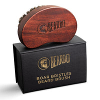 Beardo Boar Bristle Beard Brush|Fine 100% Boar Bristles for Effortless Beard Styling|Detangle and Tame frizzy unruly beard|Compact Travel friendly Ergonomic design|Wooden frame|Firm but Soft Bristles|Use with Beard Oil/Wax/Balm/Cream
