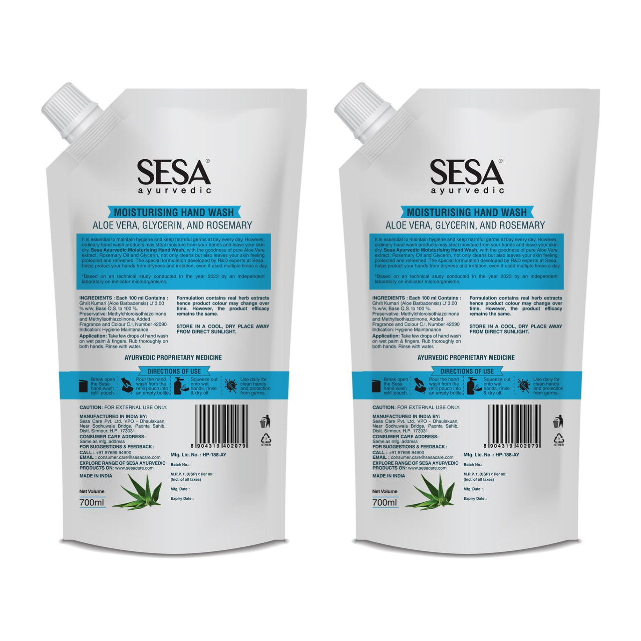 Sesa Moisturising Nature Fresh Hand Wash with Aloe Vera, Rosemary and Glycerin Handwash,1400ml
