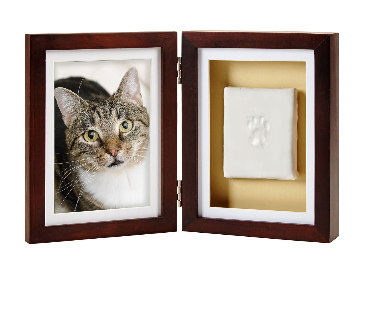 Pearhead Pet Paw Print Photo Frame With Clay Imprint Kit, Pawprint Making Kit, Cat Or Dog Memorial Keepsake Gift, Pet Home Dcor, Wooden Tabletop Picture Frame, Espresso