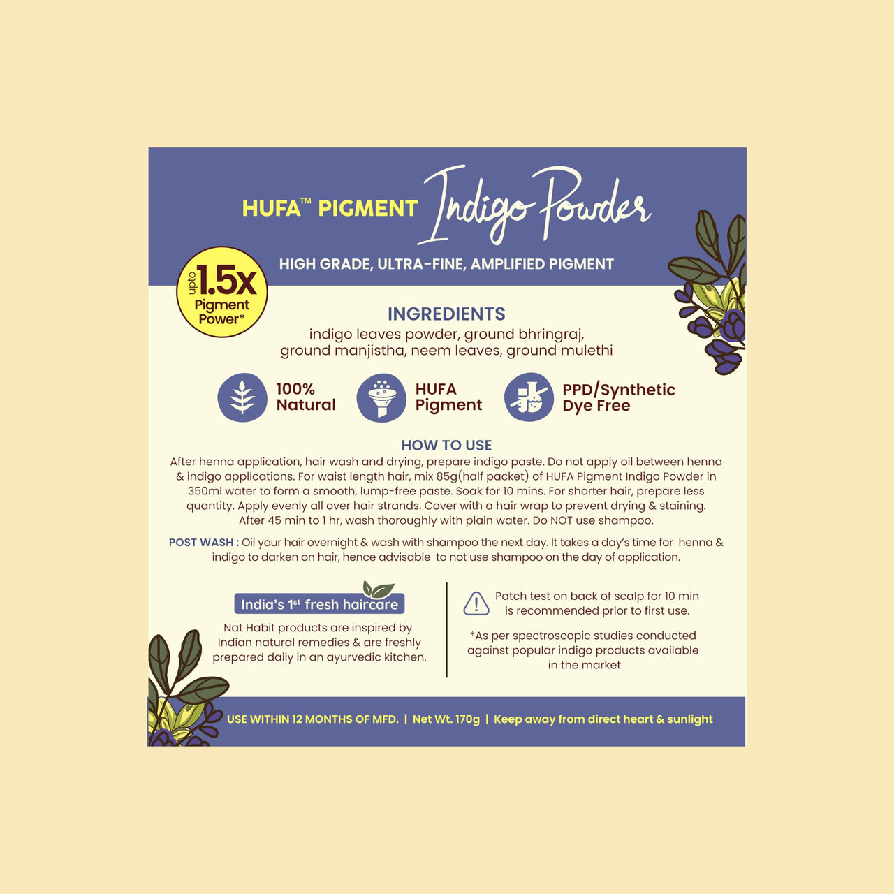 Nat Habit Ready-to-Apply Fresh Henna Paste and Indigo Powder Combo, Pre-Soaked in Black Tea and Herbs,100% Natural Rajasthani Henna & Indigo Powder For Natural Black Hair (440g + 150g)
