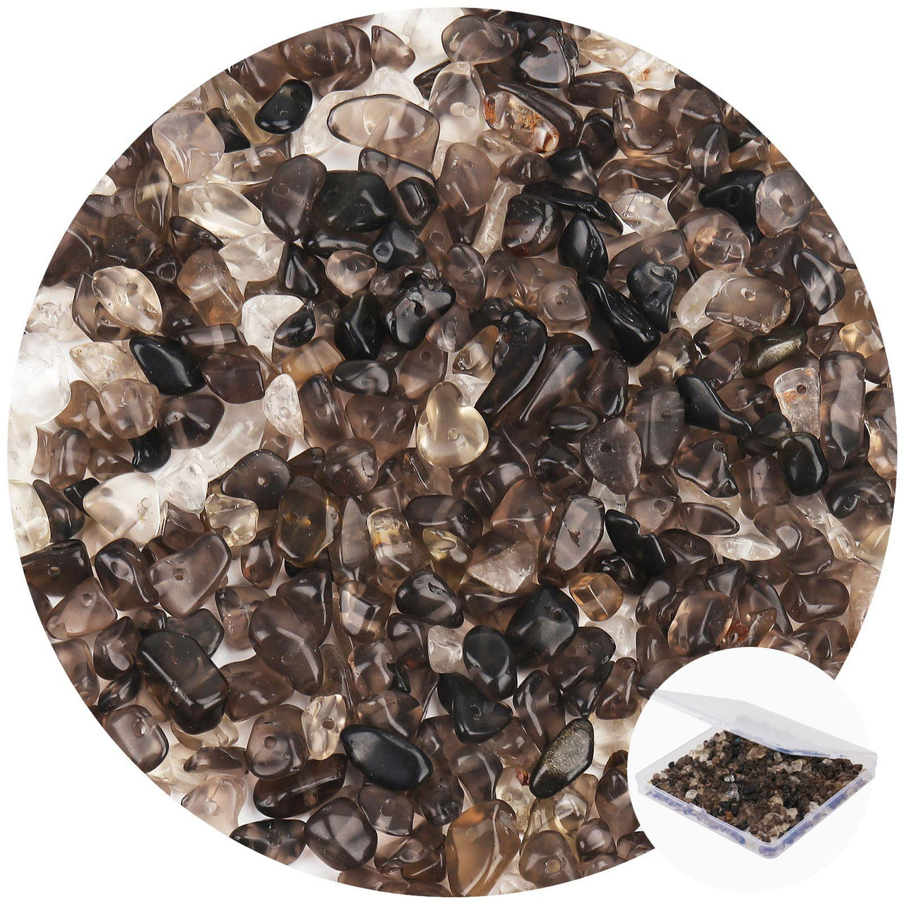 456 PCs Natural Chip Stone Beads, 5-8mm Irregular Multicolor Gemstones Loose Crystal Healing Smoky Quartz Rocks with Hole for Jewelry Making DIY Crafts