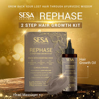 SESA Ayurvedic Rephase 2 Step Hair Oil Growth Kit With 26 Herbs And 6 Essential Oils Promotes Hair Growth Help Reduces Hair Fall With Massager Natural Hair Oil For Women And Men, 100 Ml