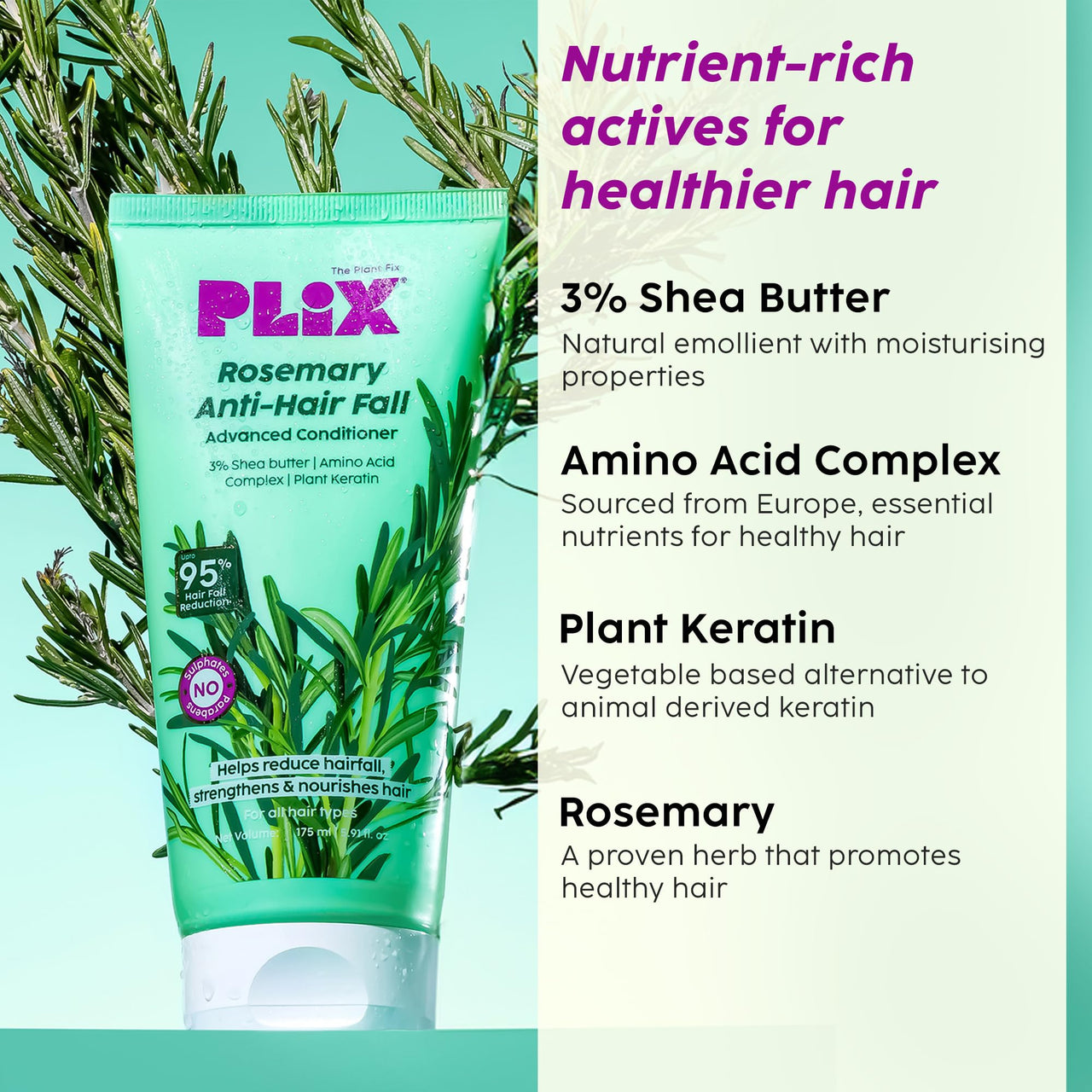 PLIX - THE PLANT FIX Rosemary Hair Growth Advanced Oil, Shampoo & Conditioner for Reducing Hair Loss & Breakage | Nourishes & Strengthen Hair Follicles | All Hair Types l Dermatologically Tested