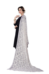 AKSHAR LLC Miss India Women's  Chiffon Dupatta With Karachi Embroidery Work