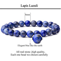 WRCXSTONE Natural 8mm Gorgeous Semi-Precious Gemstones Healing Crystal Stretch Beaded Bracelet Unisex Lapis Lazuli