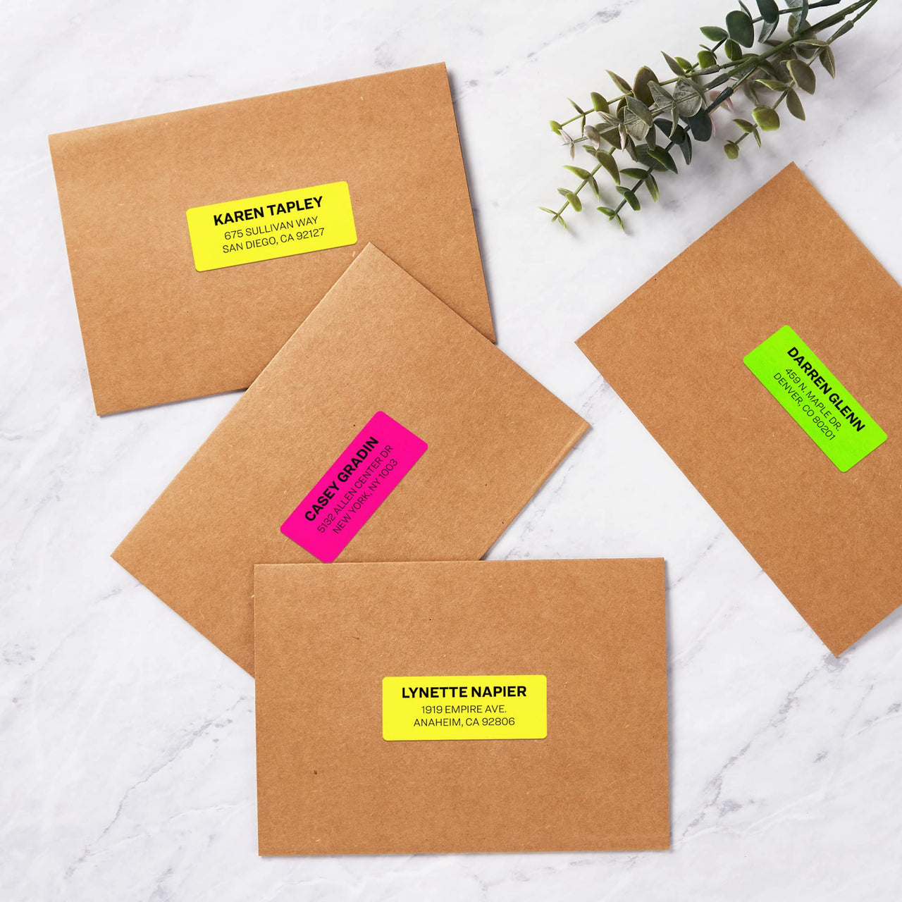 Avery Printable Address Labels with Sure Feed, 1" x 2-5/8", Assorted Neon (Magenta, Green and Yellow), 450 Blank Mailing Labels (5979) 450 labels