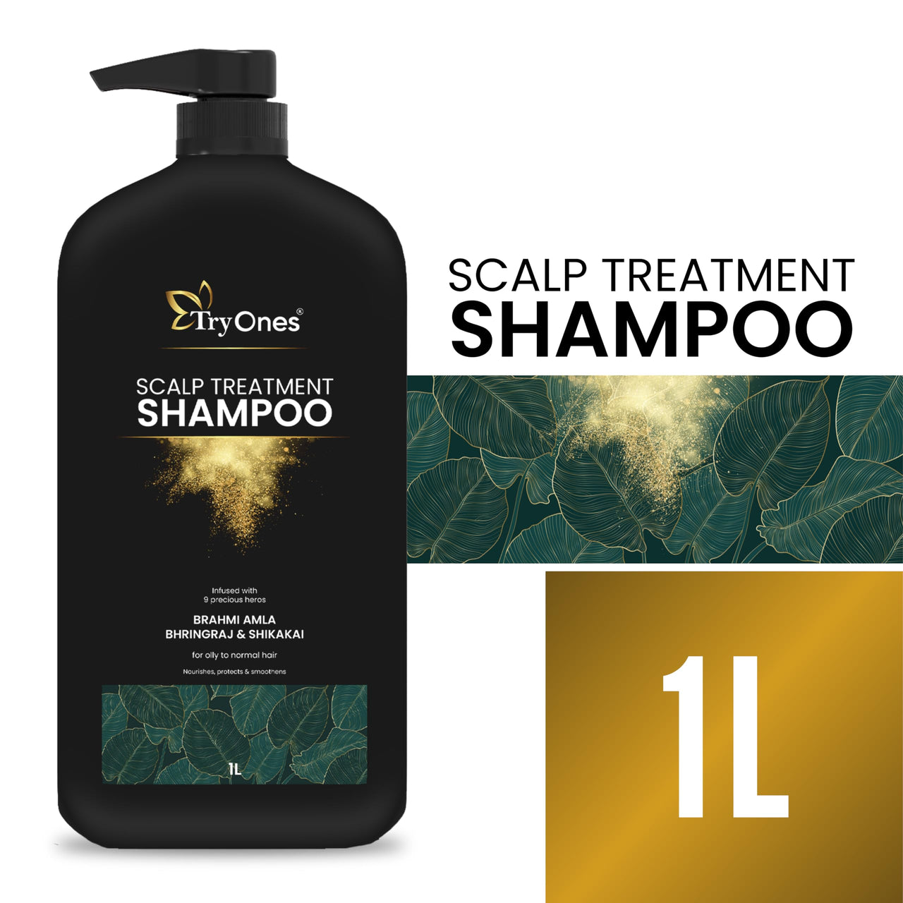 TryOnes Scalp Treatment Targets Dandruff & Controls Flakes | For Men & Women Hairfall Control Natural Shampoo|No Sulfates,No Paraben 1000 ml