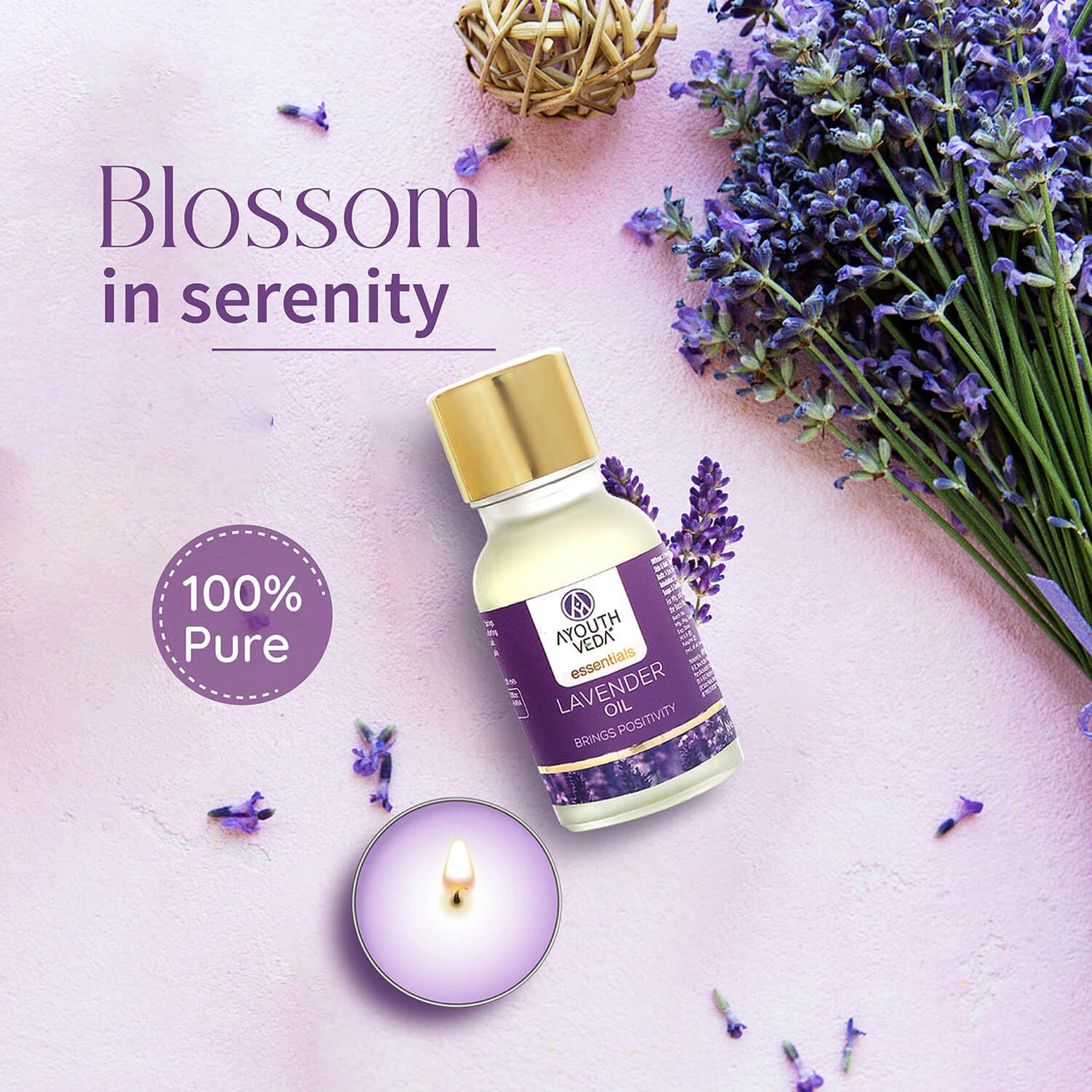 Ayouthveda Lavender Essential Oil | Skin, Acne, Hair Fall, Relaxing Sleep, Aromatherapy & Body | Pure, Organic, Natural & Undiluted, Organic Certified | 15ml Pack