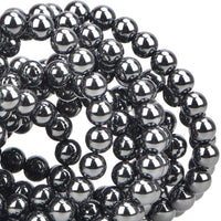 100Pcs Natural Crystal Beads Stone Gemstone Round Loose Energy Healing Beads with Free Crystal Stretch Cord for Jewelry Making (Hematite, 8MM) Hematite