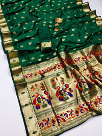 Pandadi Saree Women's  Paithani Silk Saree With Blouse Piece